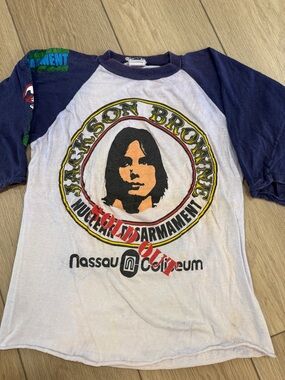 Vintage 1970’s Jackson Browne Concert Baseball T Shirt Rare Sold Out Graphic